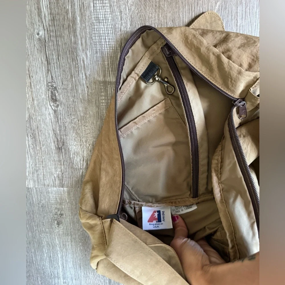 Ameri Bag Healthy Back Travel Bag Crossbody Sling Bag Canvas Brown Tan